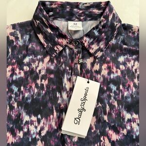 Daily Sports Women’s Purple and Blue Multicolor Abstract Golf Shirt. NWT